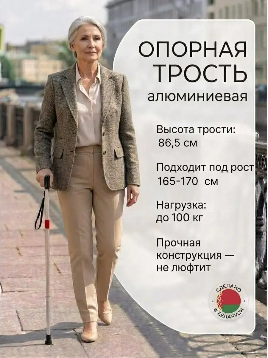Healthy Way Aluminum Walking Cane Silver 86.5 cm