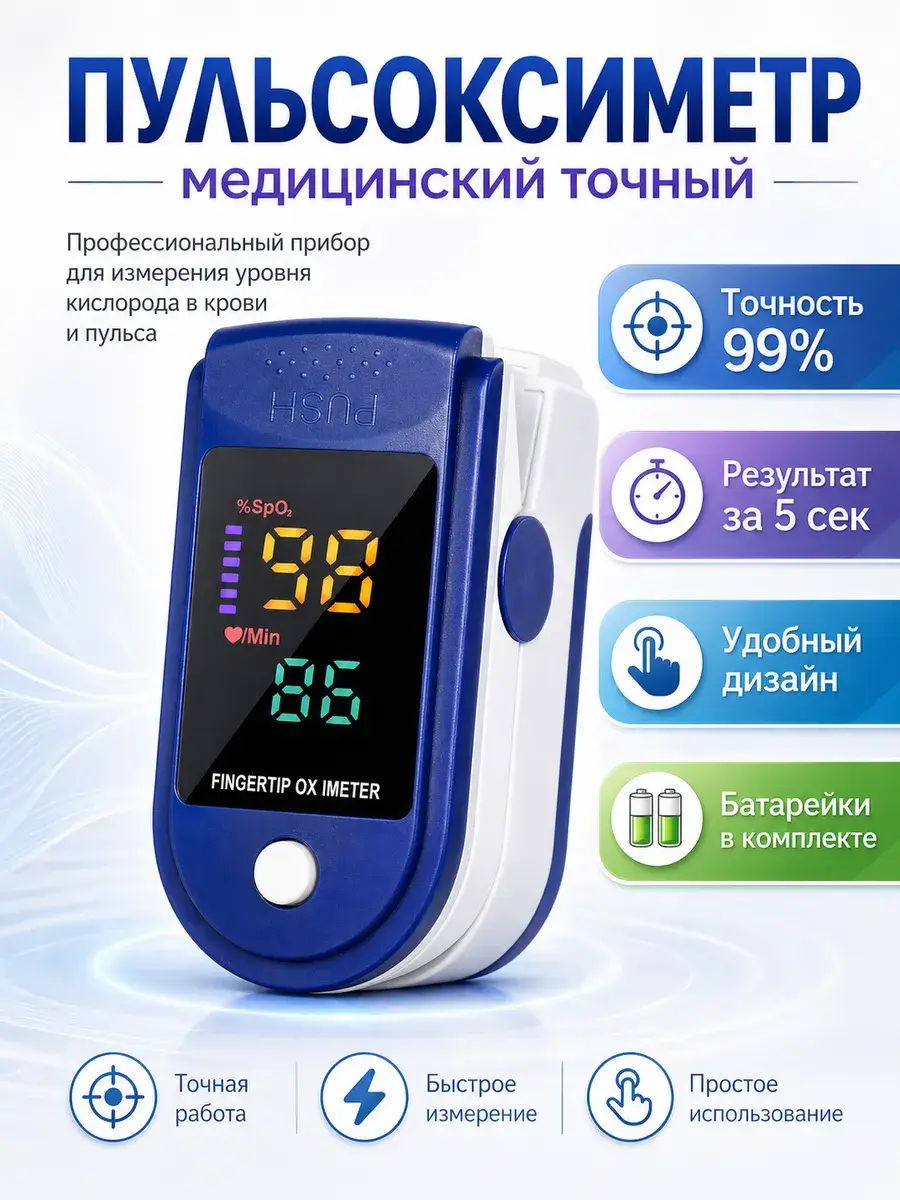 Pulse Oximeter LK87 White-Blue