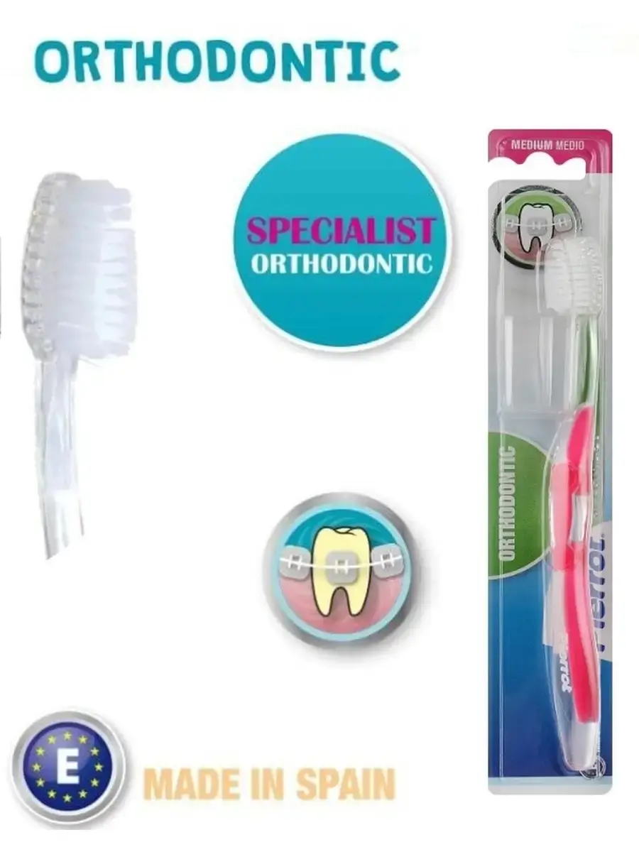 Pierrot Specialist Orthodontic Toothbrush Medium Pink 1 Piece