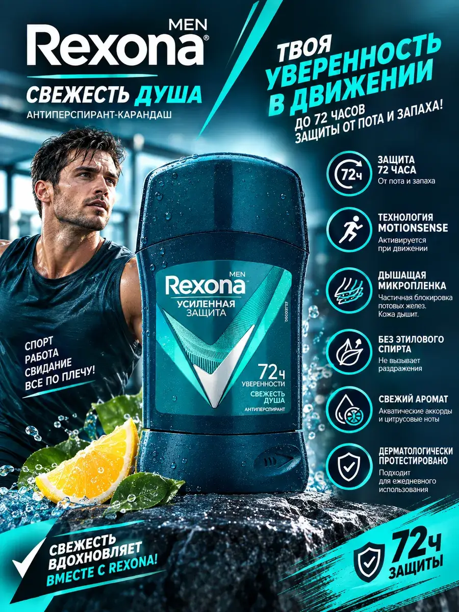 Rexona Men Shower Fresh Antiperspirant Stick Deodorant 50 ml