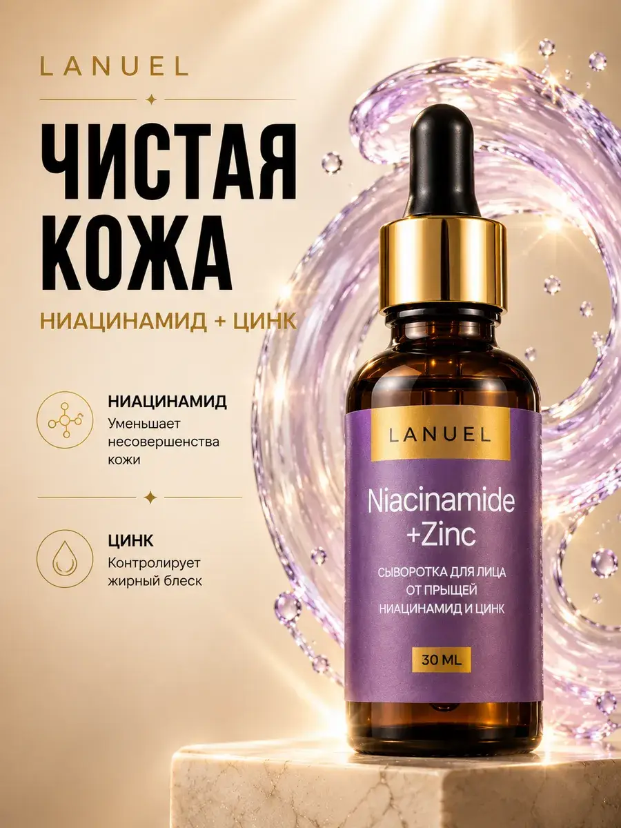 Lanuel Niacinamide + Zinc Facial Serum, 30 ml