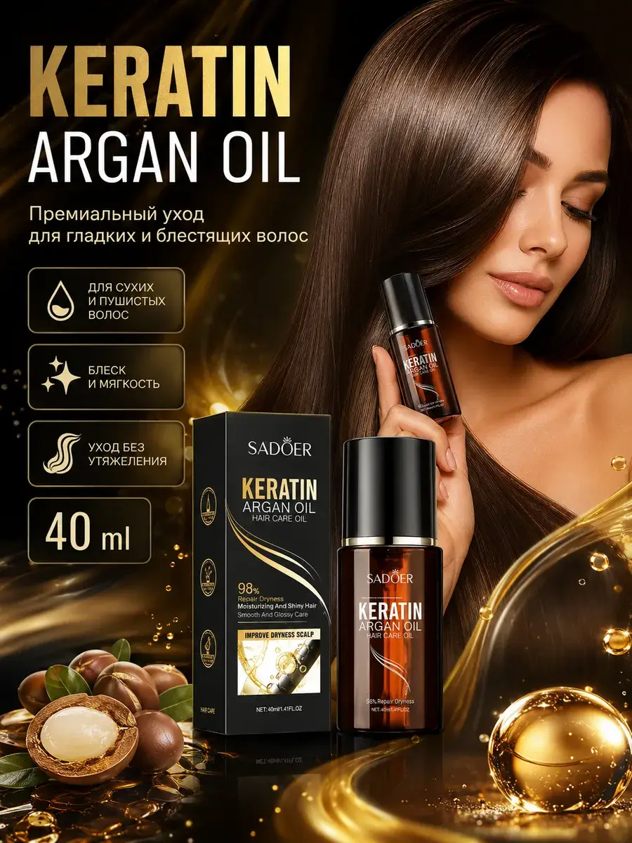SADOER Keratin Hair Care Oil, 40 ml