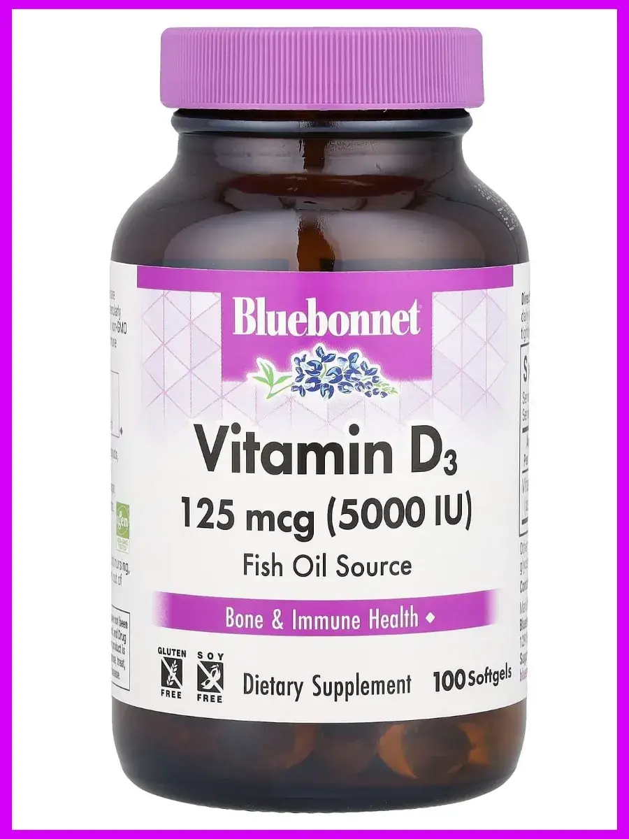 Bluebonnet Nutrition Vitamin D3 100 Softgels Tablets
