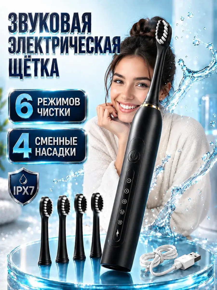 Lumizo Electric Sonic Toothbrush with 4 Brush Heads