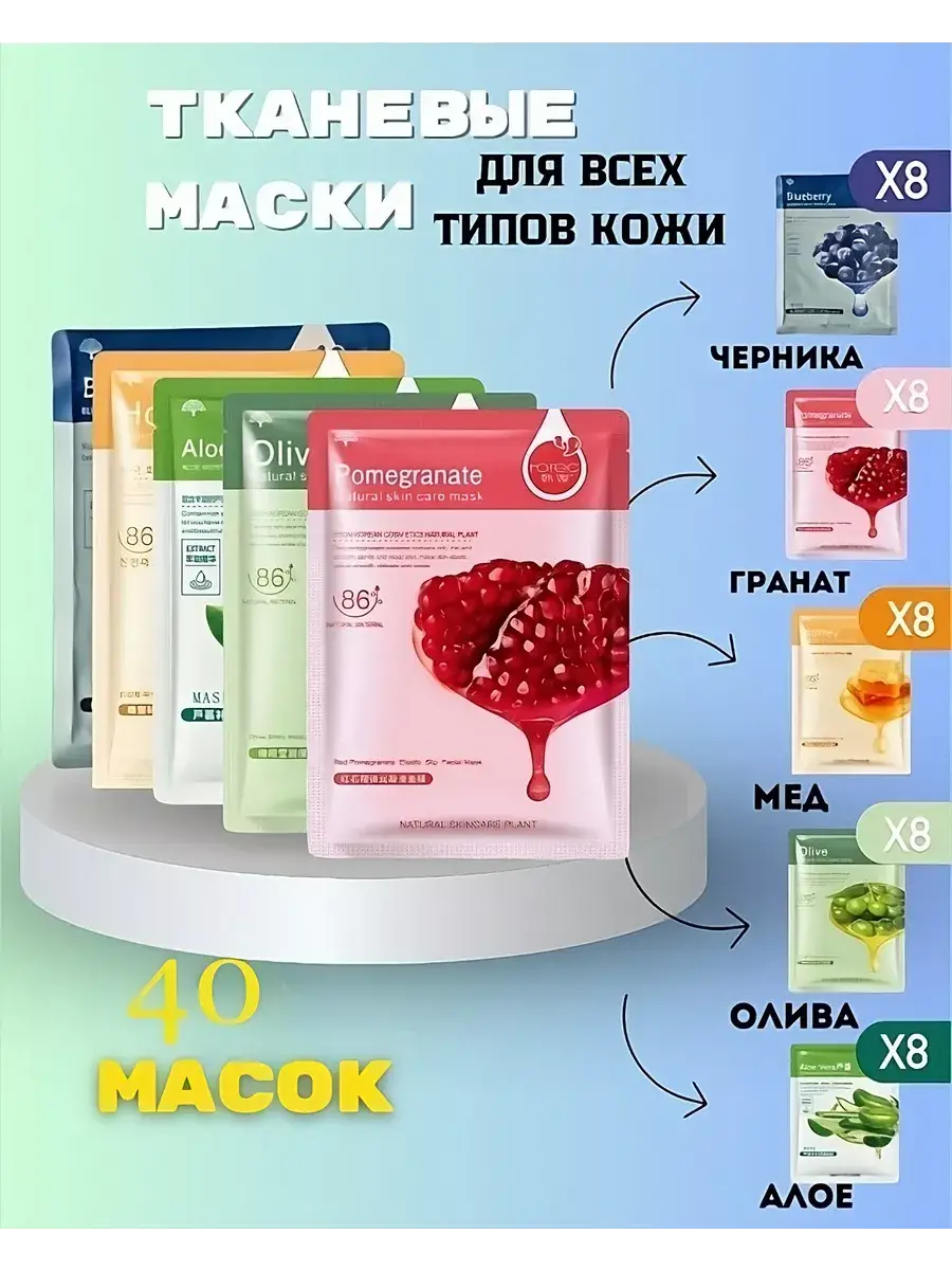 Sheet Face Mask Set 40 pcs