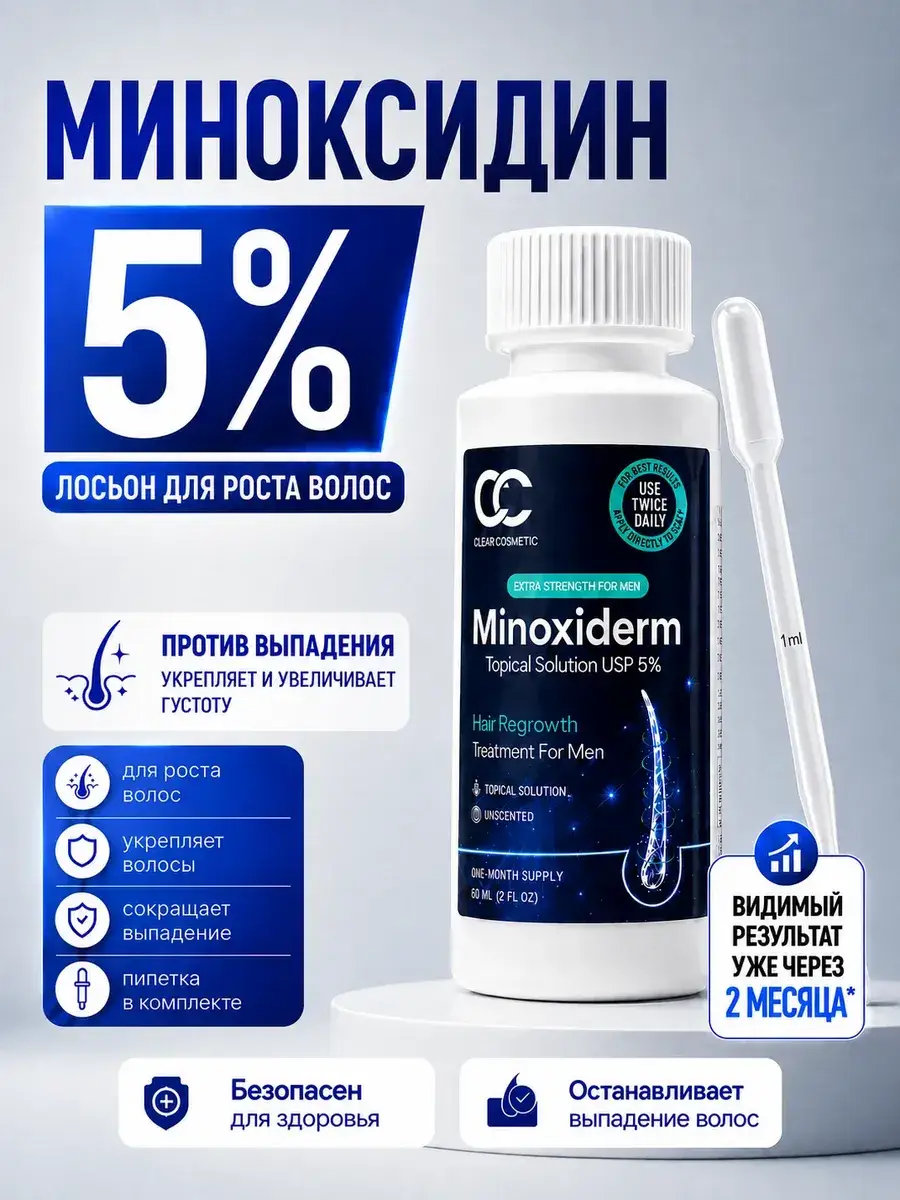 Clear Cosmetic Minoxidil 5% Hair and Beard Lotion, 60 ml