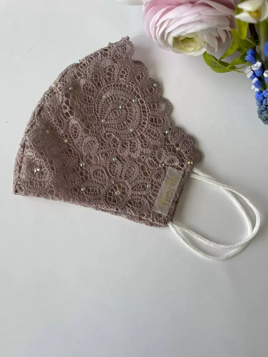 Elya Kudelya Lace Fabric Face Mask Beige