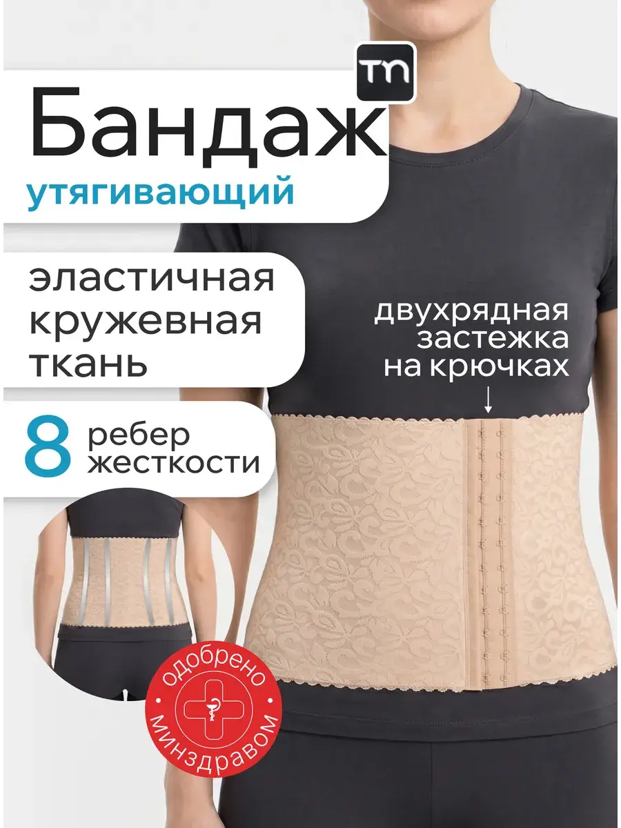 Timed TI-517 Abdominal Compression Support Belt, Beige, 1 Pack