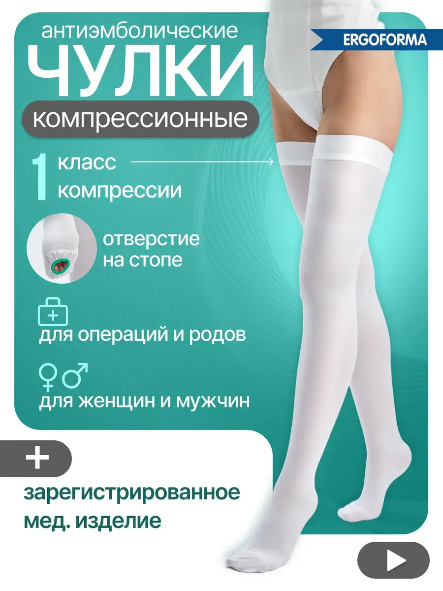 ERGOFORMA Class 1 Anti-Embolism Compression Stockings, 1 Pair