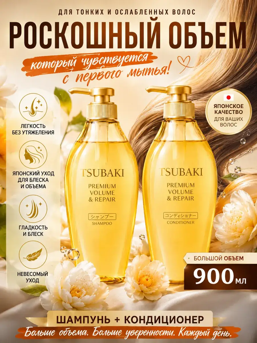 TSUBAKI Volume Repair Shampoo and Conditioner 450 + 450 ml