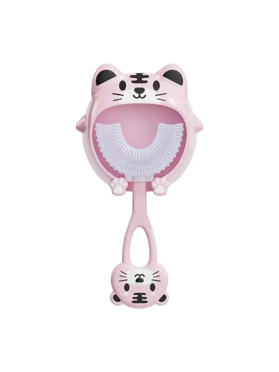 NNNB U-Shaped Children's Silicone Toothbrush, Pink Tiger, 1 Count