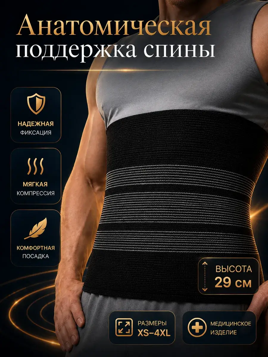 UNGA Lumbosacral Supporting Back Belt Charcoal Black 1 Pack
