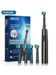 Raugee Deep Clean Electric Toothbrush, Black, 4 Heads #1