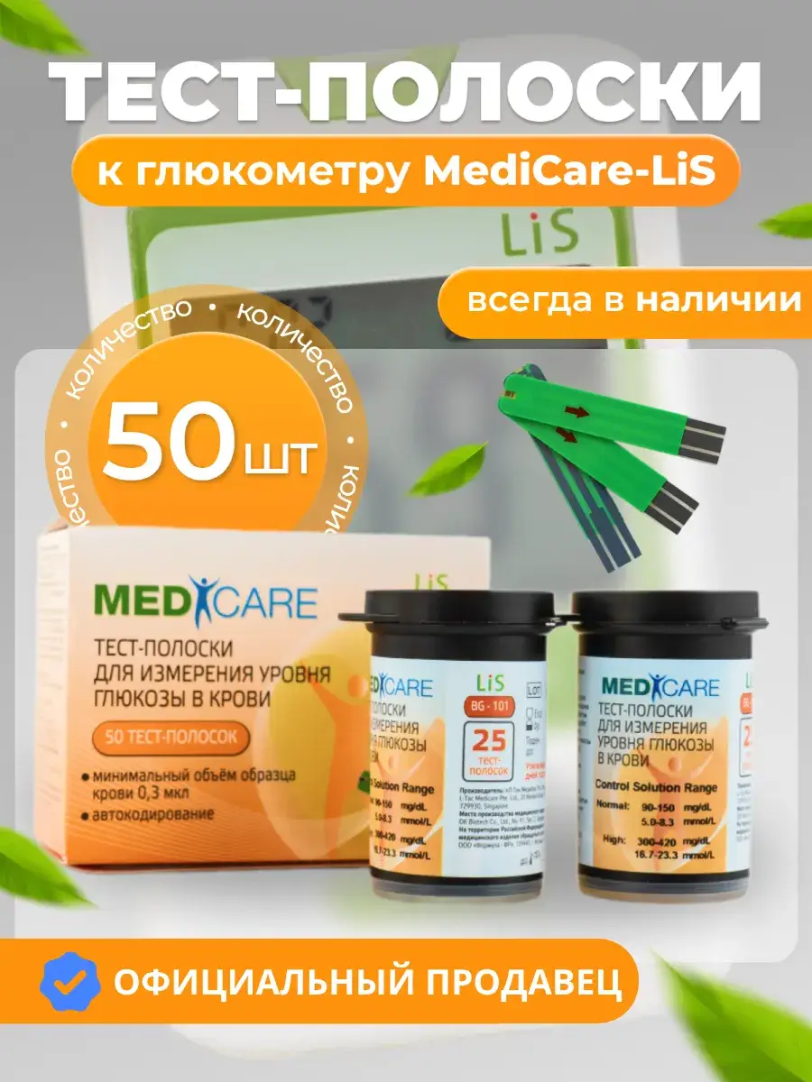 Medicare Blood Glucose Test Strips, 50 Pack