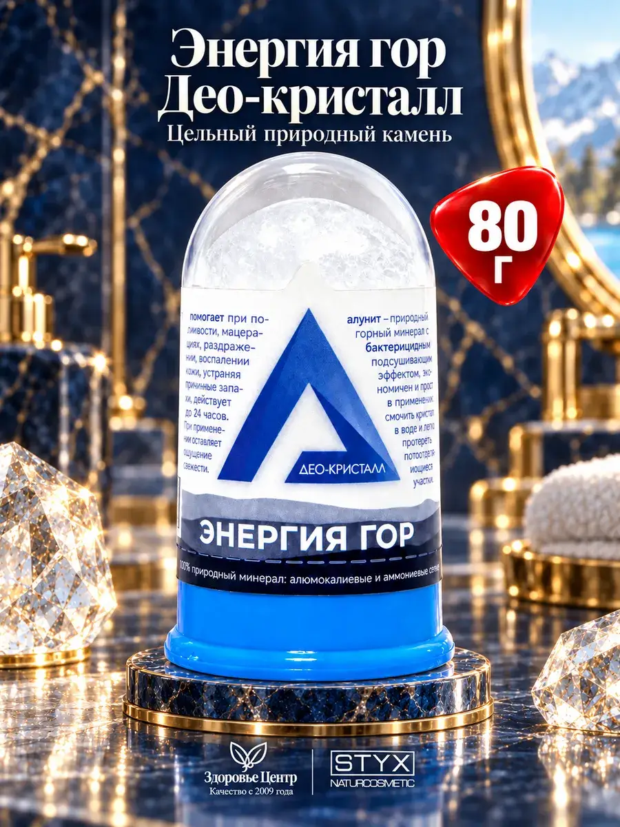STYX Energy of the Mountains Mineral Crystal Deodorant, 80 g