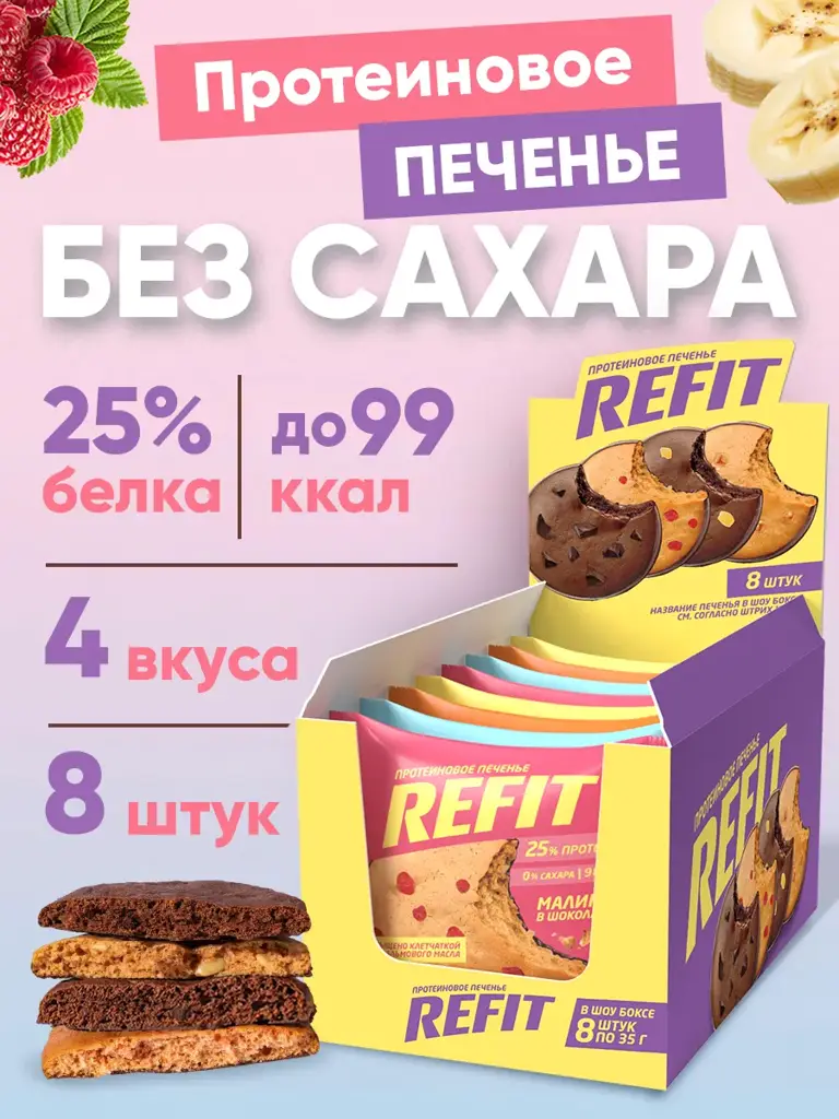 ReFIT Protein Cookies Assorted 4 Flavors 8 Pack #1