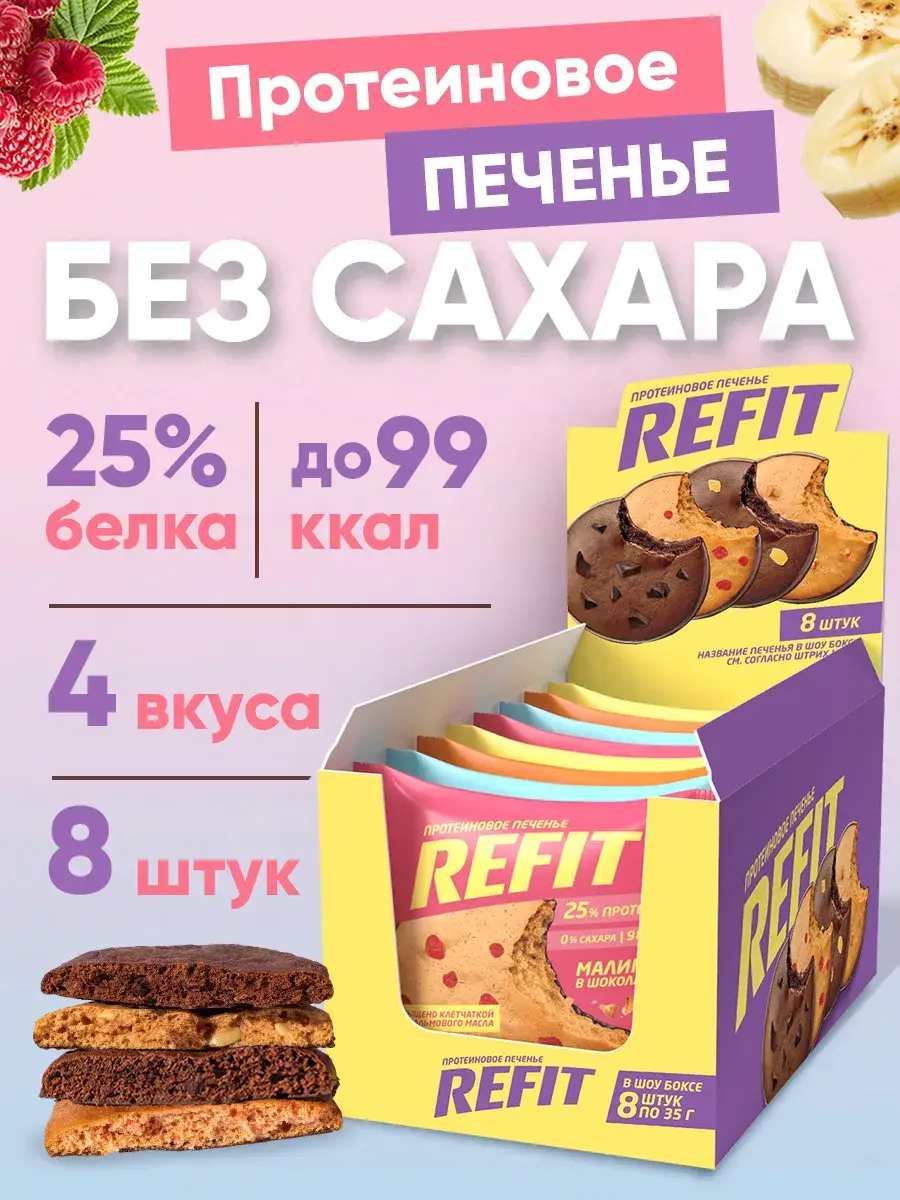 ReFIT Protein Cookies Assorted 4 Flavors 8 Pack