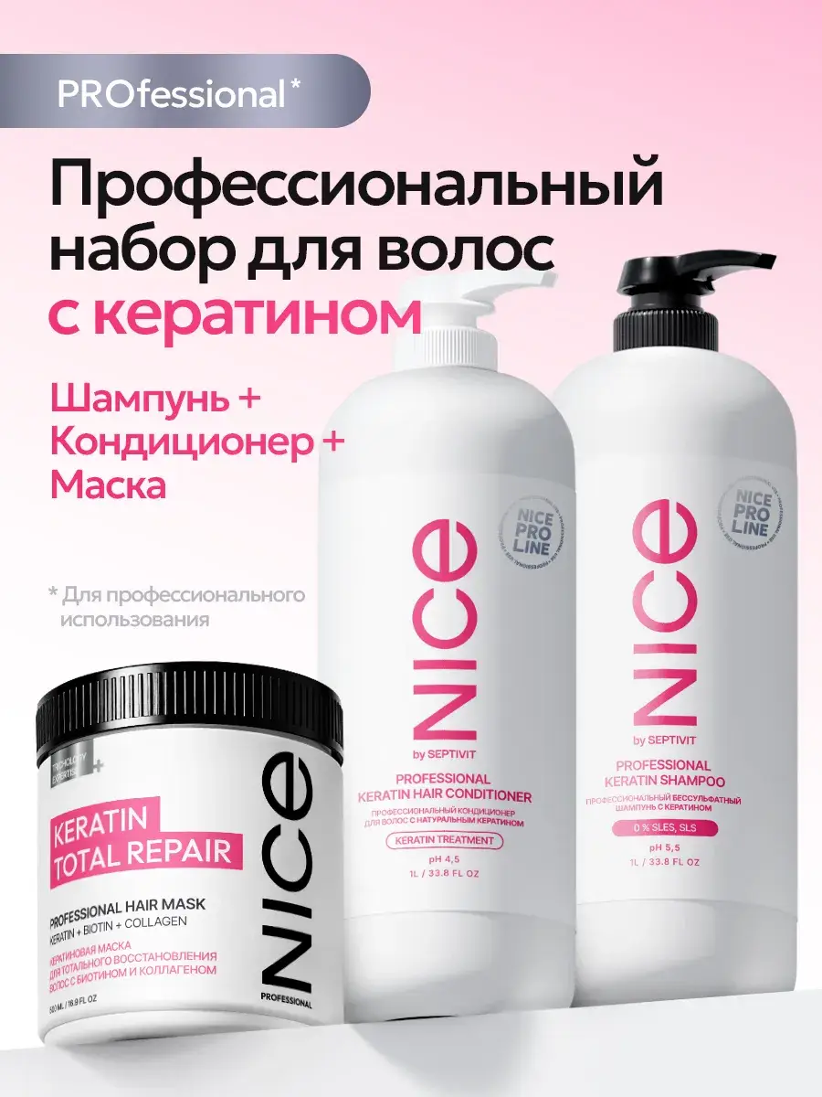 Nice Pro Line Professional Keratin Hair Care Set 3-in-1 2500 ml