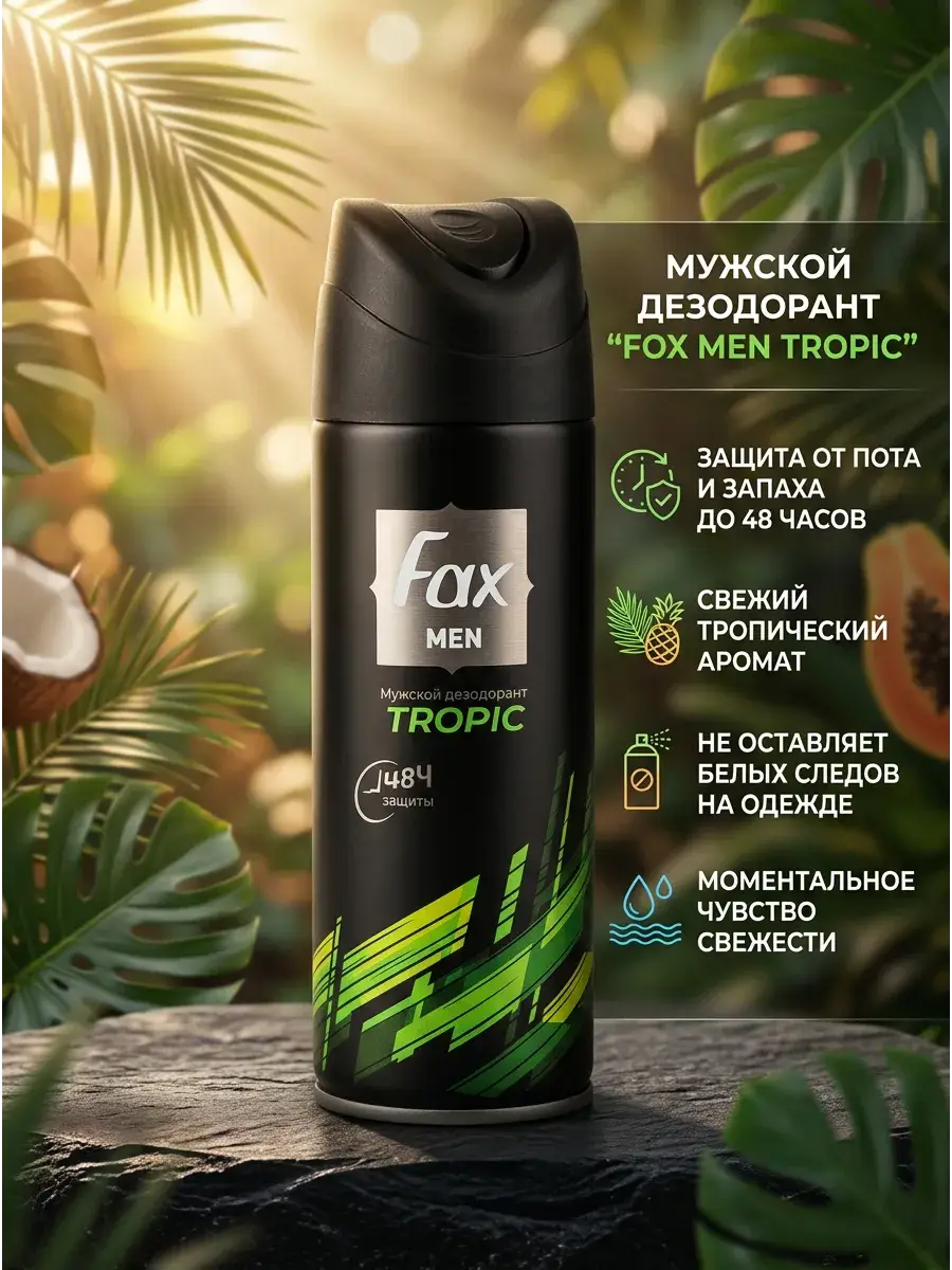 FAX Men Tropic Deodorant Spray, 200 ml