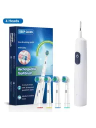 raugee Deep Clean Electric Toothbrush, White, 4 Heads #1