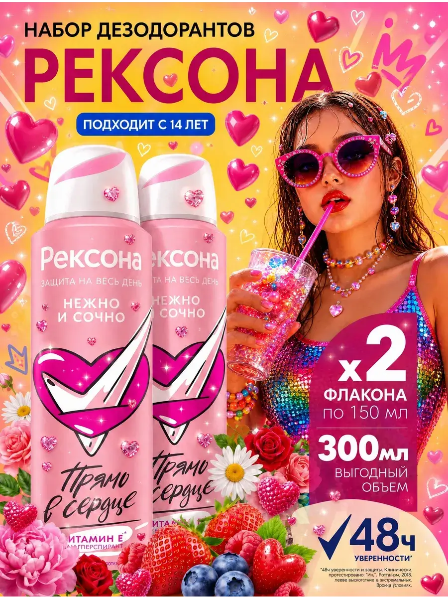 Rexona Tender and Juicy Aerosol Antiperspirant 2 Pack 150 ml, 2 Count