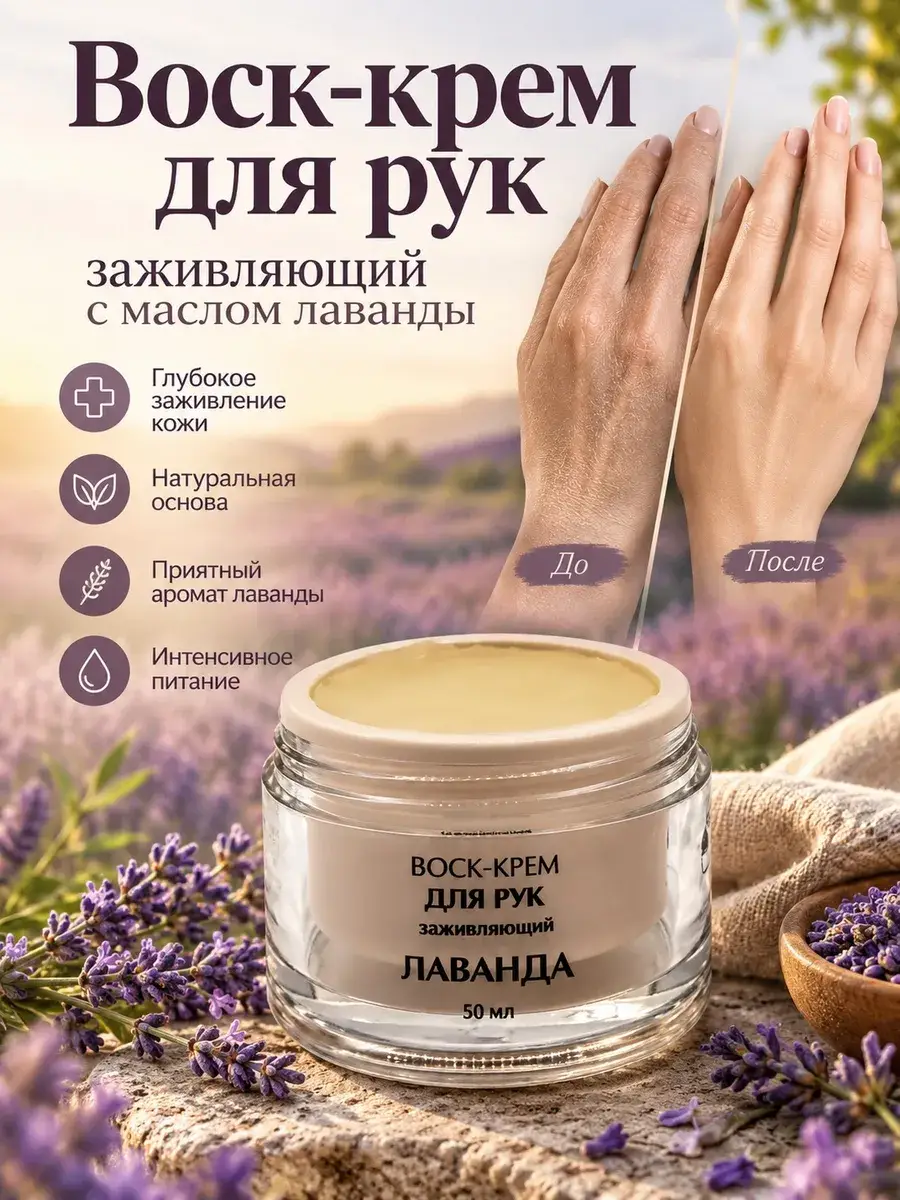 Treasures of Crimea Lavender Hand Cream Wax, 50 ml