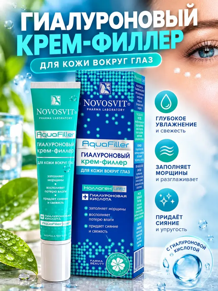 Novosvit Aquafiller Hyaluronic Eye Cream-Filler, 20 ml #1