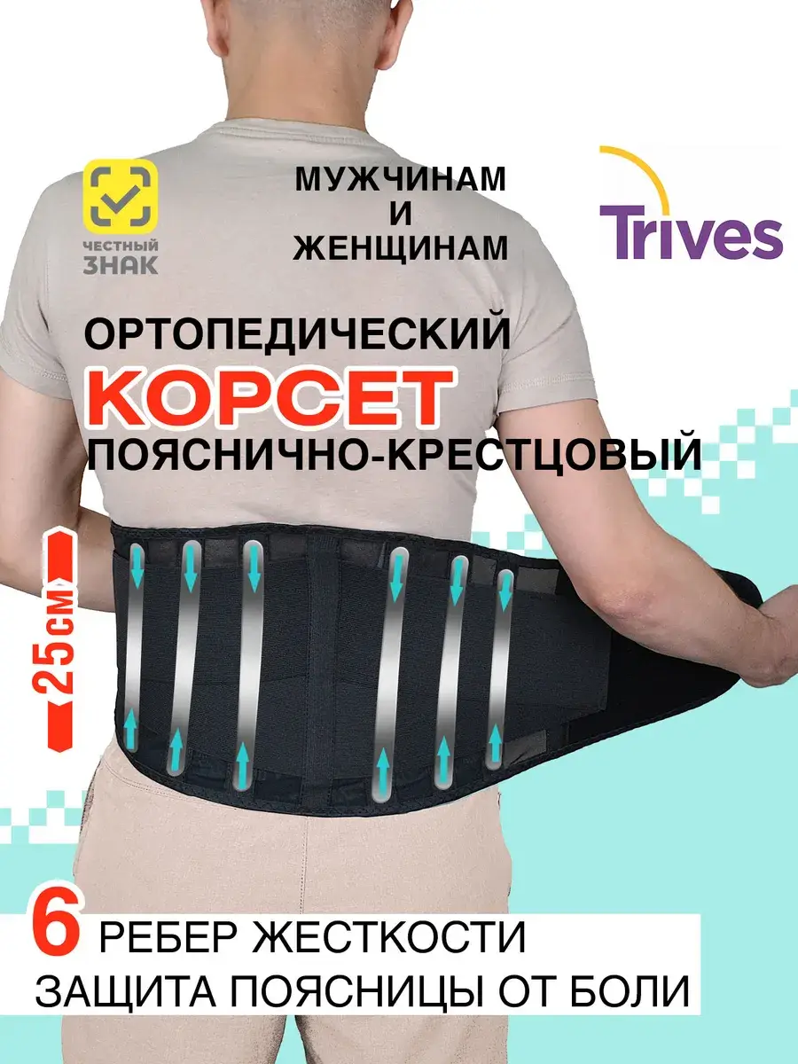 Trives Lumbosacral Orthopedic Back Support Belt Model T.58.05 Charcoal Black