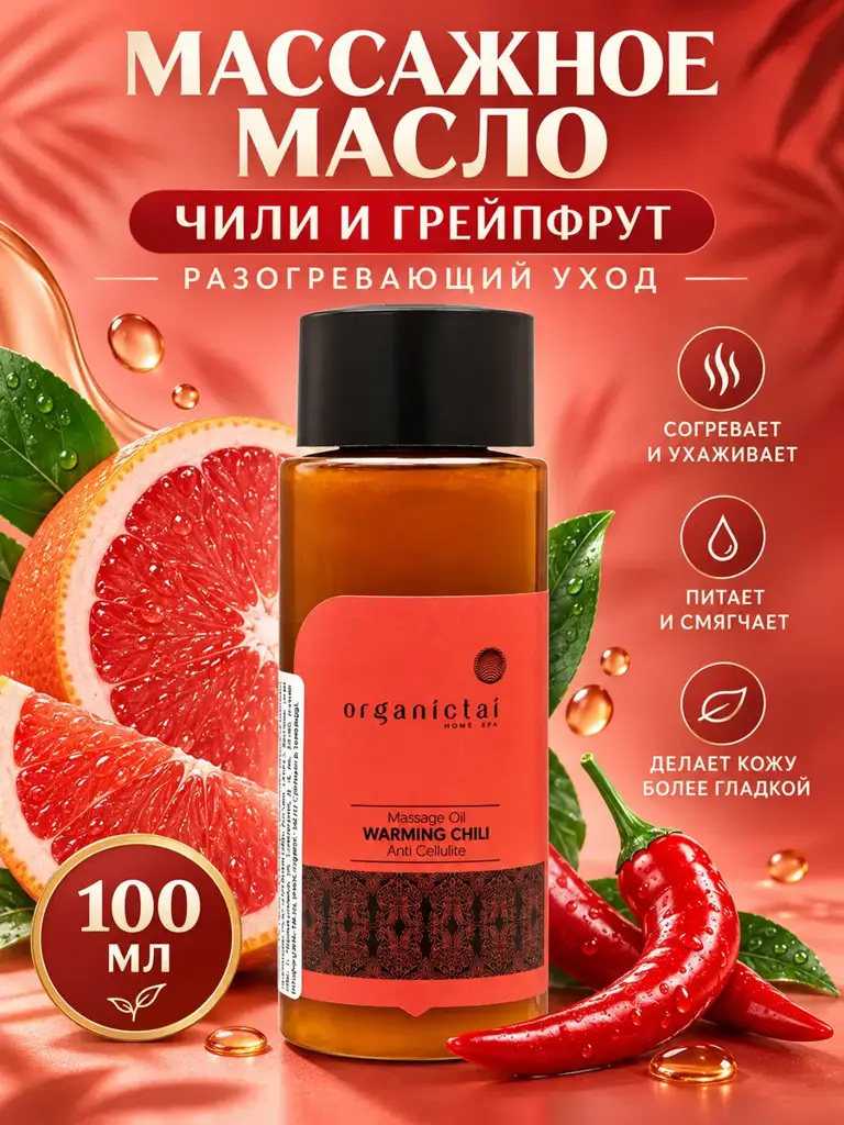 Organic Tai Chili and Grapefruit Massage Oil, 100 ml #1