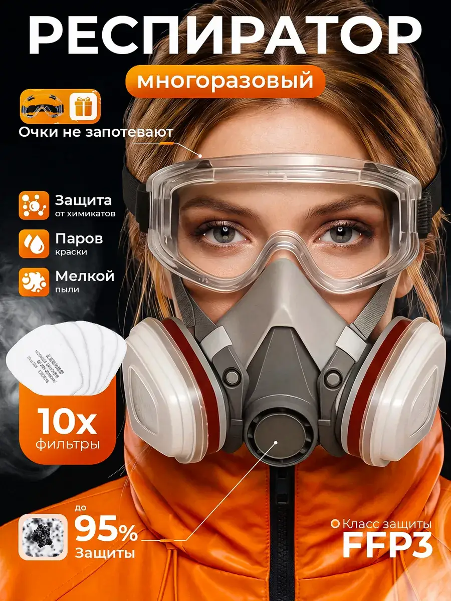 Reusable FFP3 Chemical and Dust Respirator