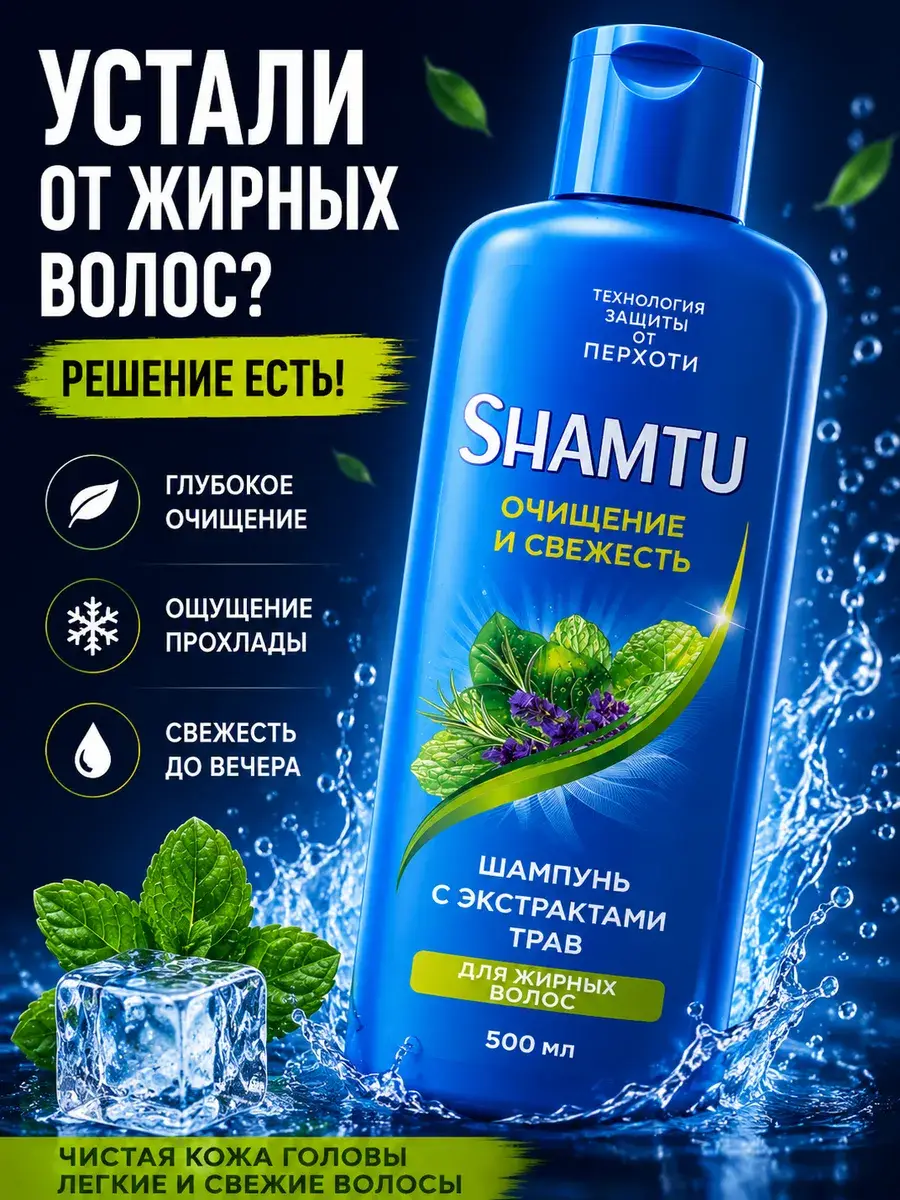 Shamtu Chamomile Purifying Shampoo for Oily Hair 500ml
