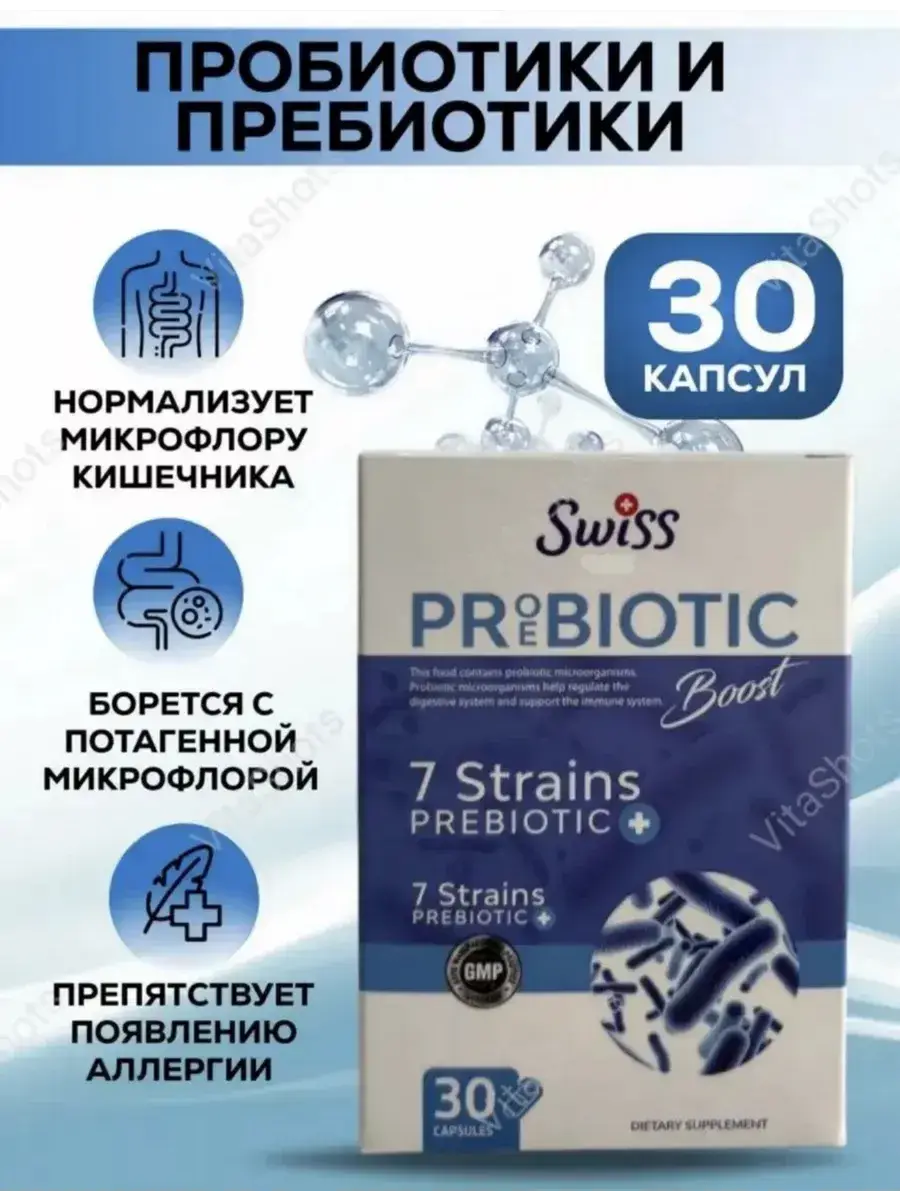 SWISS Probiotics and Prebiotics Capsules 30 Count