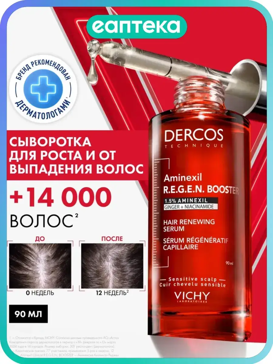 Vichy Dercos Aminexil Regen Hair Strengthening Serum, 90 ml