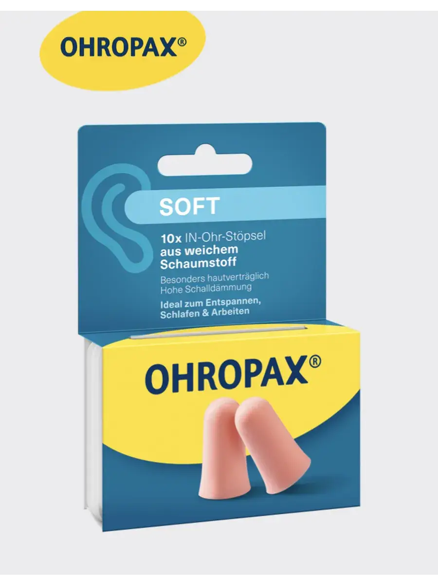 Ohropax Soft Foam Earplugs, 32 dB, 10 Pack