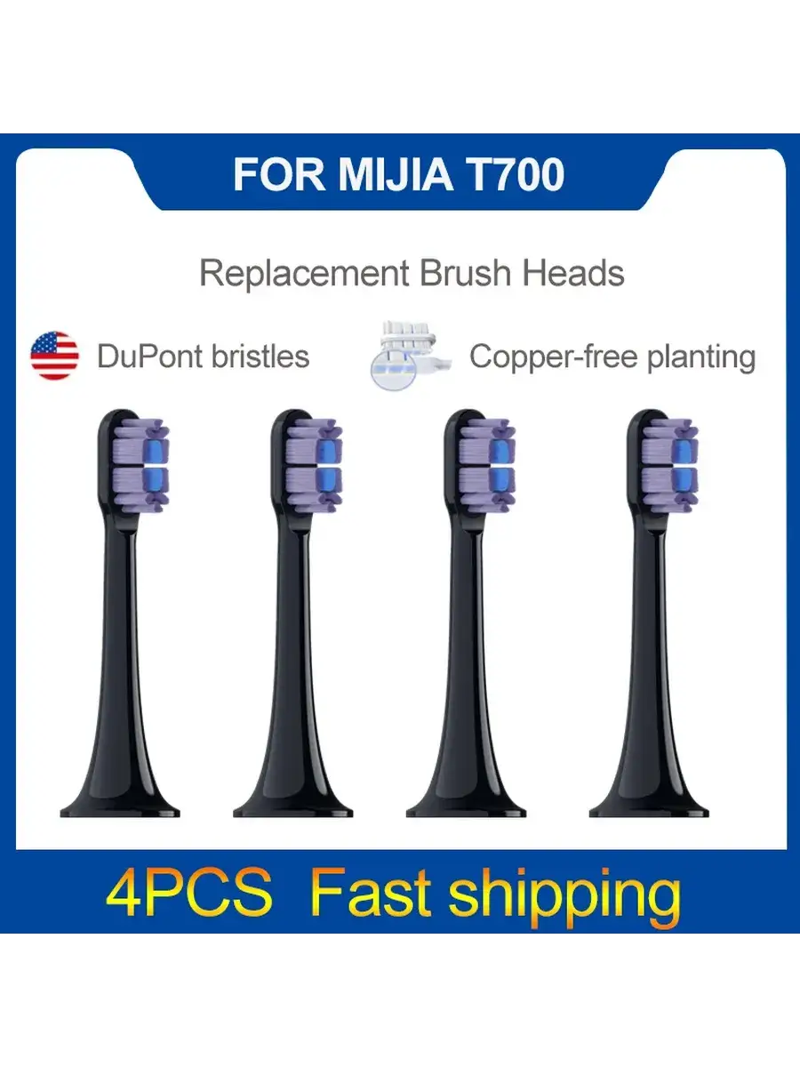 SOOENJOY T700 Toothbrush Replacement Heads Soft Bristles 4 Pack