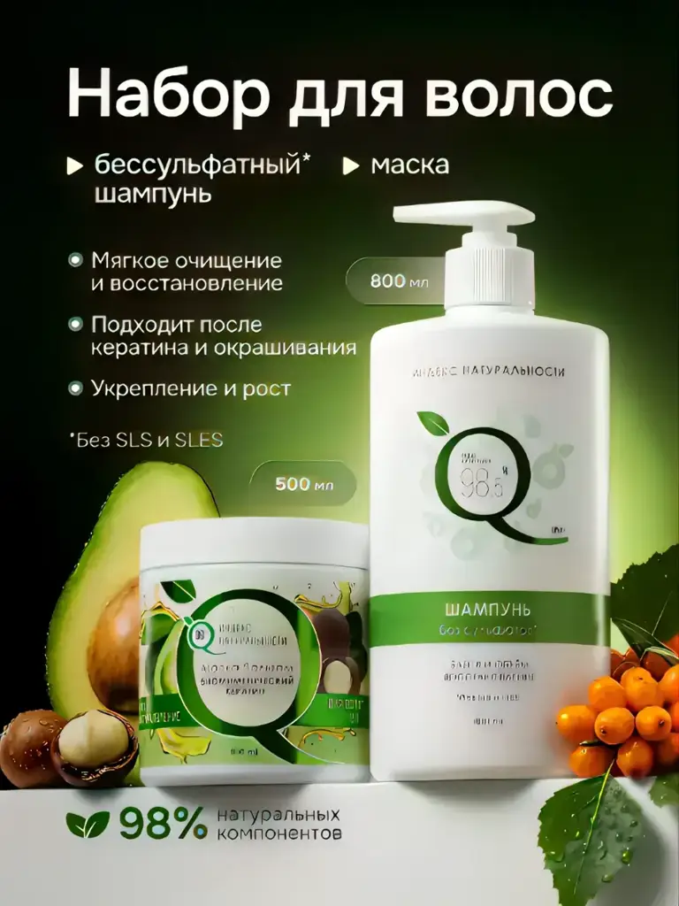 Index of Naturalness Sulfate-Free Shampoo and Hair Mask Set #1