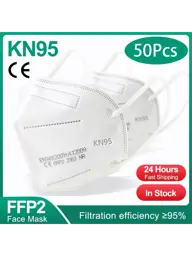 KKFFGO FFP2 KN95 White Adult Face Mask 50 Count #1