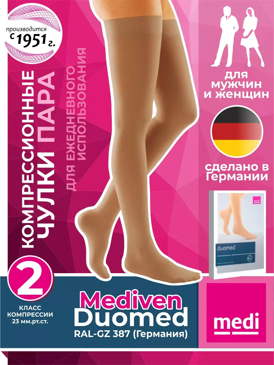 MEDI Compression Stockings Class 2 Closed Toe Beige Pair