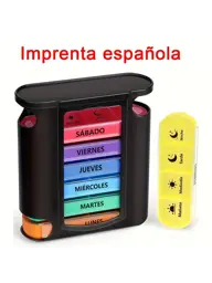 NNNB Weekly Pill Organizer with Spanish Print - Black Tablets #1