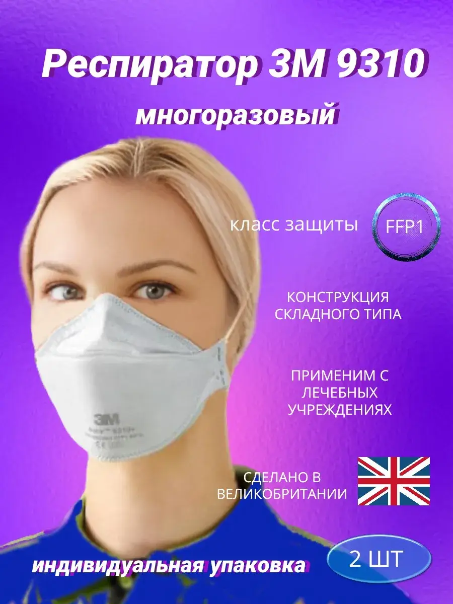 3M 9310 Reusable Dust Mask, 2 Pack
