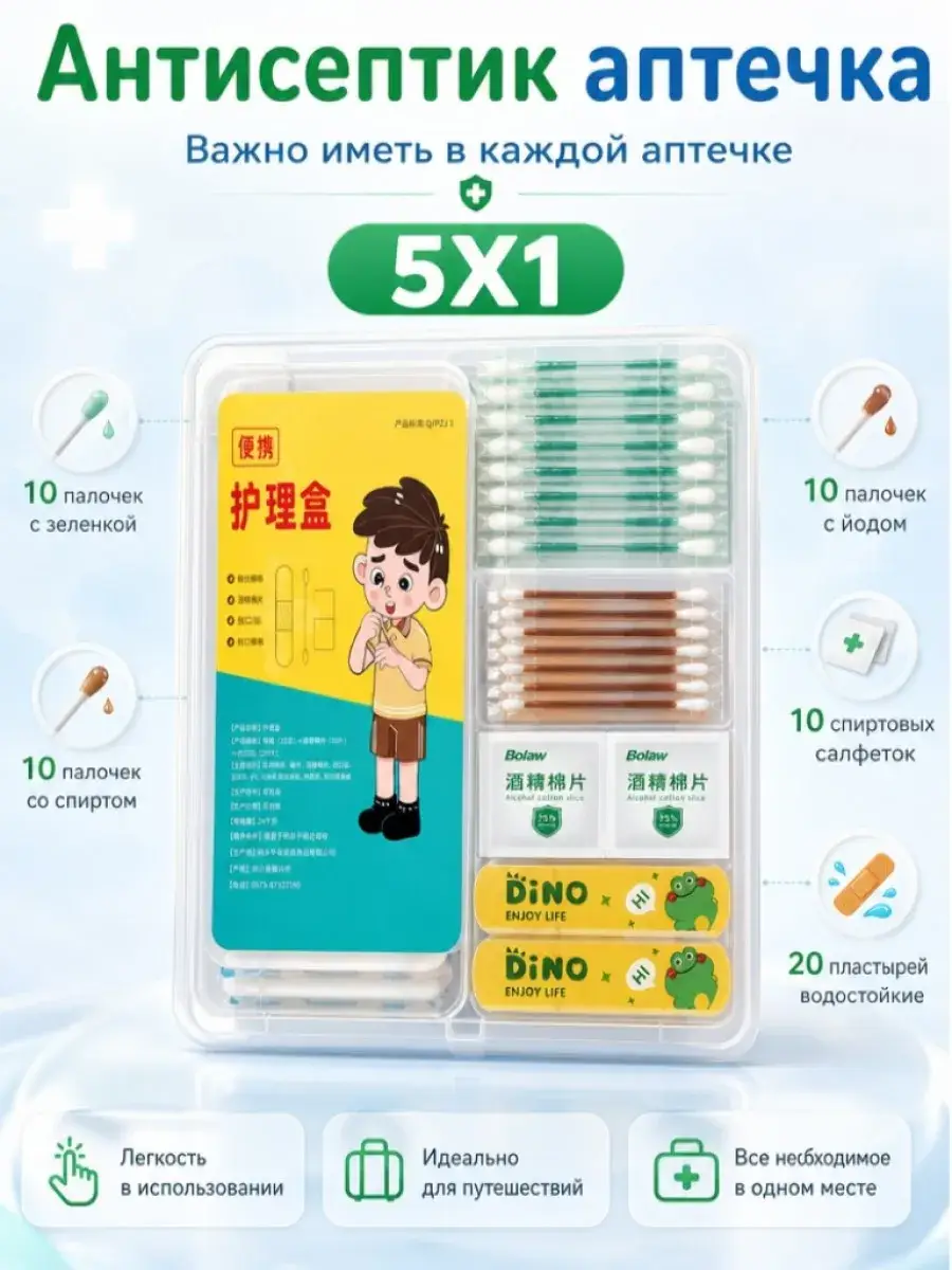 Sweet Cherry Antiseptic First Aid Kit with Iodine, Alcohol & Bandages Hand Sanitizer
