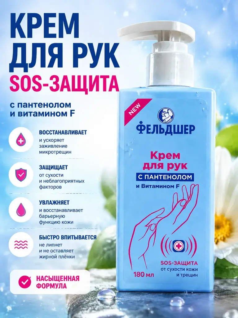 Feldsher Restorative Hand Cream with Panthenol and Vitamin F, 180 ml #1