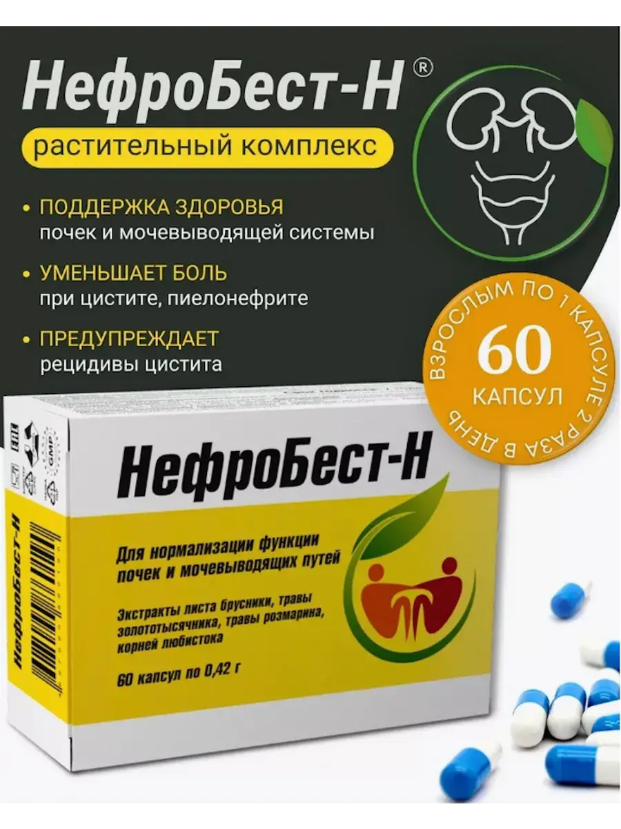 NefroBest-N Kidney and Urinary Tract Support Capsules, 60 Pack