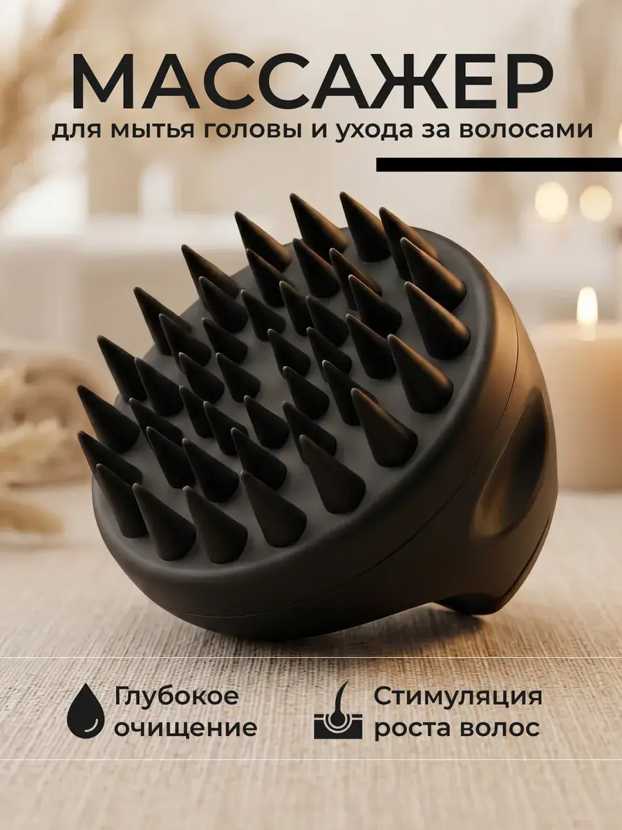 Cullin Head Massager and Hair Washing Brush Charcoal Black 1 Pack
