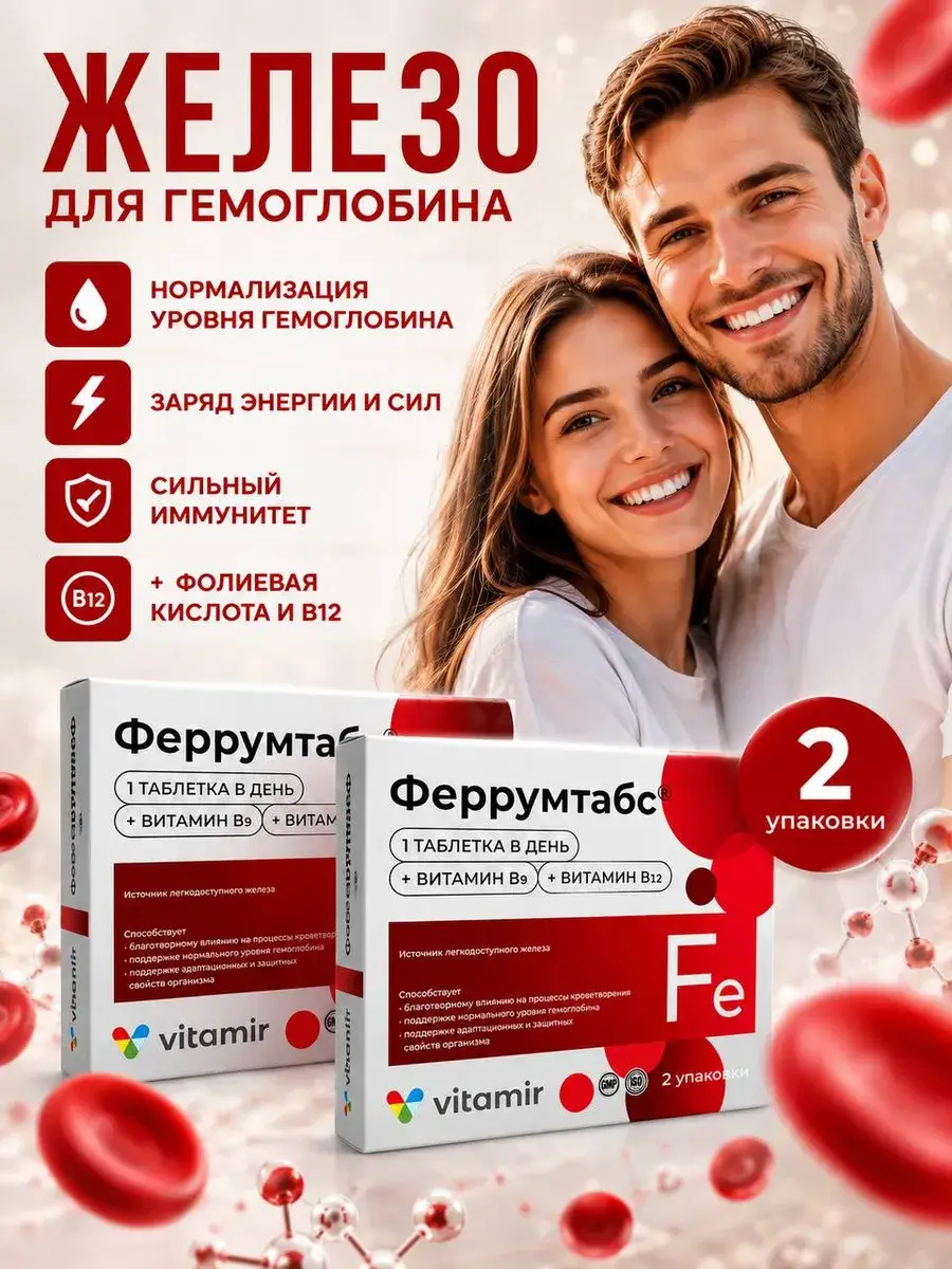 Ferumtabs Iron with Vitamin B12 for Hemoglobin 2x30 Forehead Patches