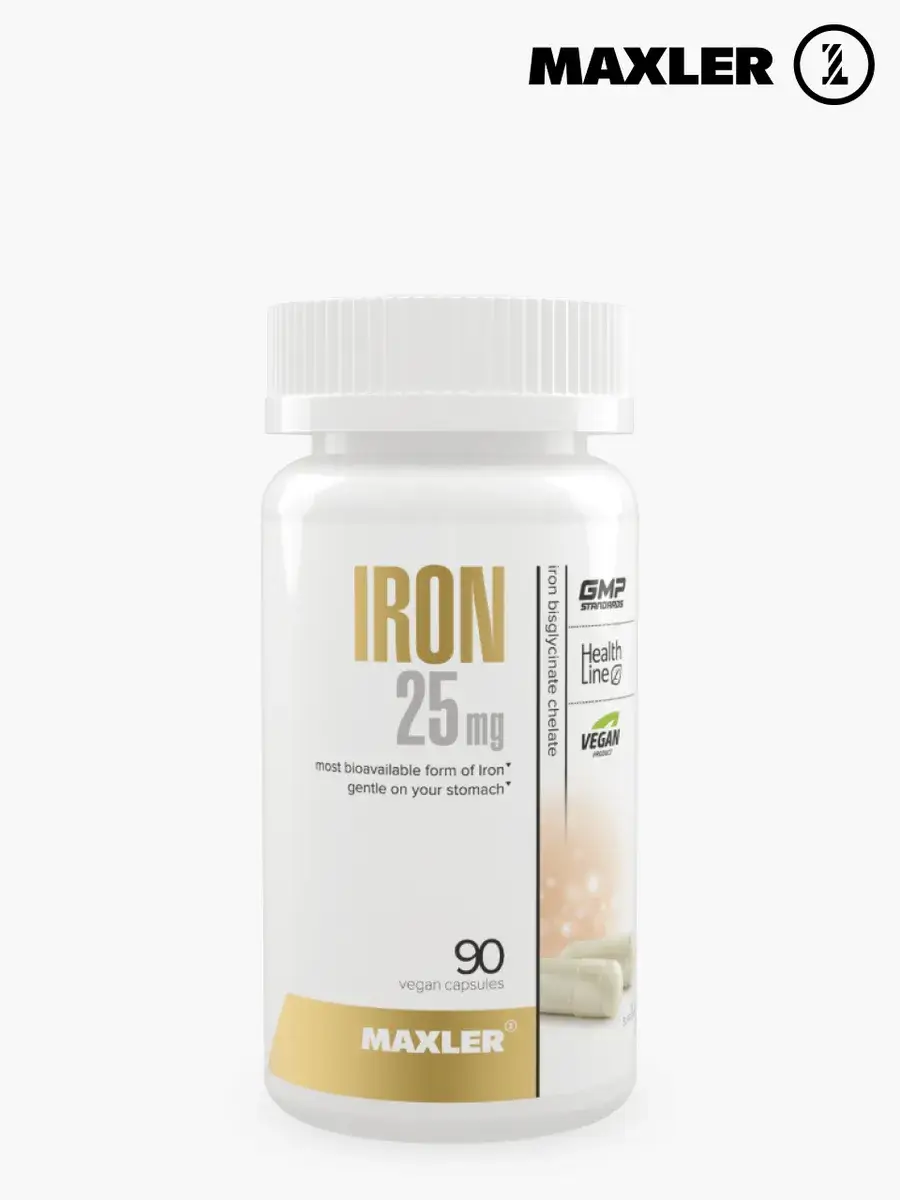 MAXLER Iron Bisglycinate Chelate 90 Capsules 25 mg, 90 Count