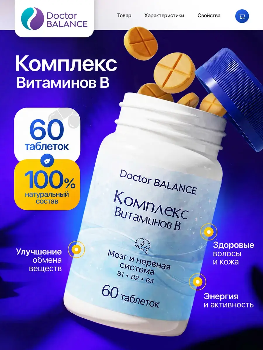 Doctor Balance B-Complex Active Forte, 60 Tablets 60 Count