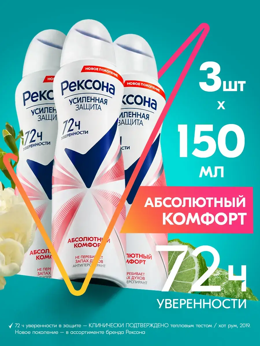 Rexona Absolute Comfort Women's Antiperspirant Spray 3 Pack Deodorant 150 ml, 3 Count