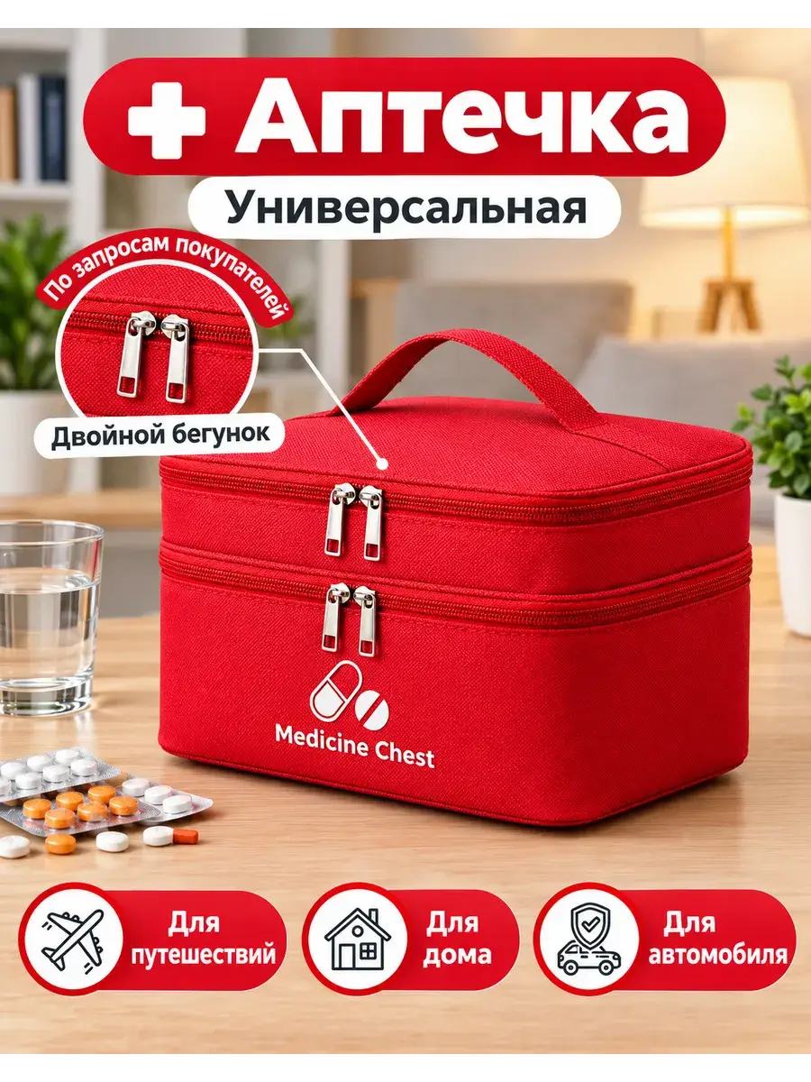 Home Travel First Aid Kit Bag Red 8.4 L