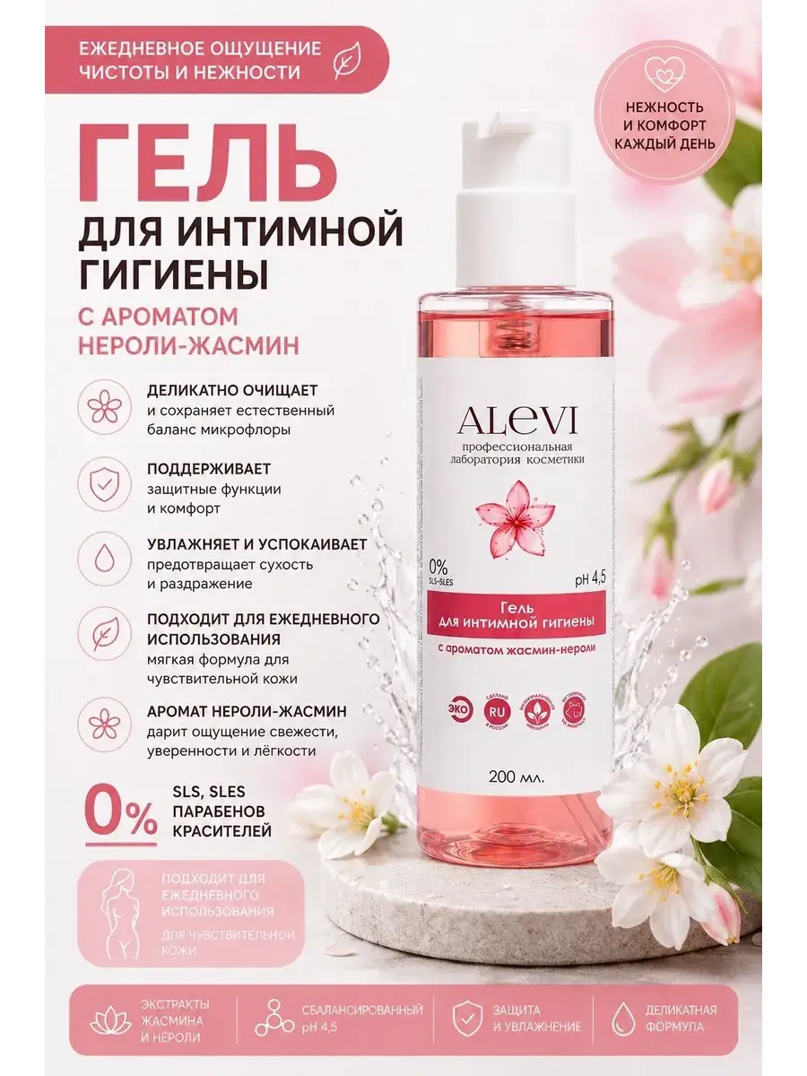 AleVi Intimate Hygiene Gel Jasmine-Neroli pH 4.5 200 ml